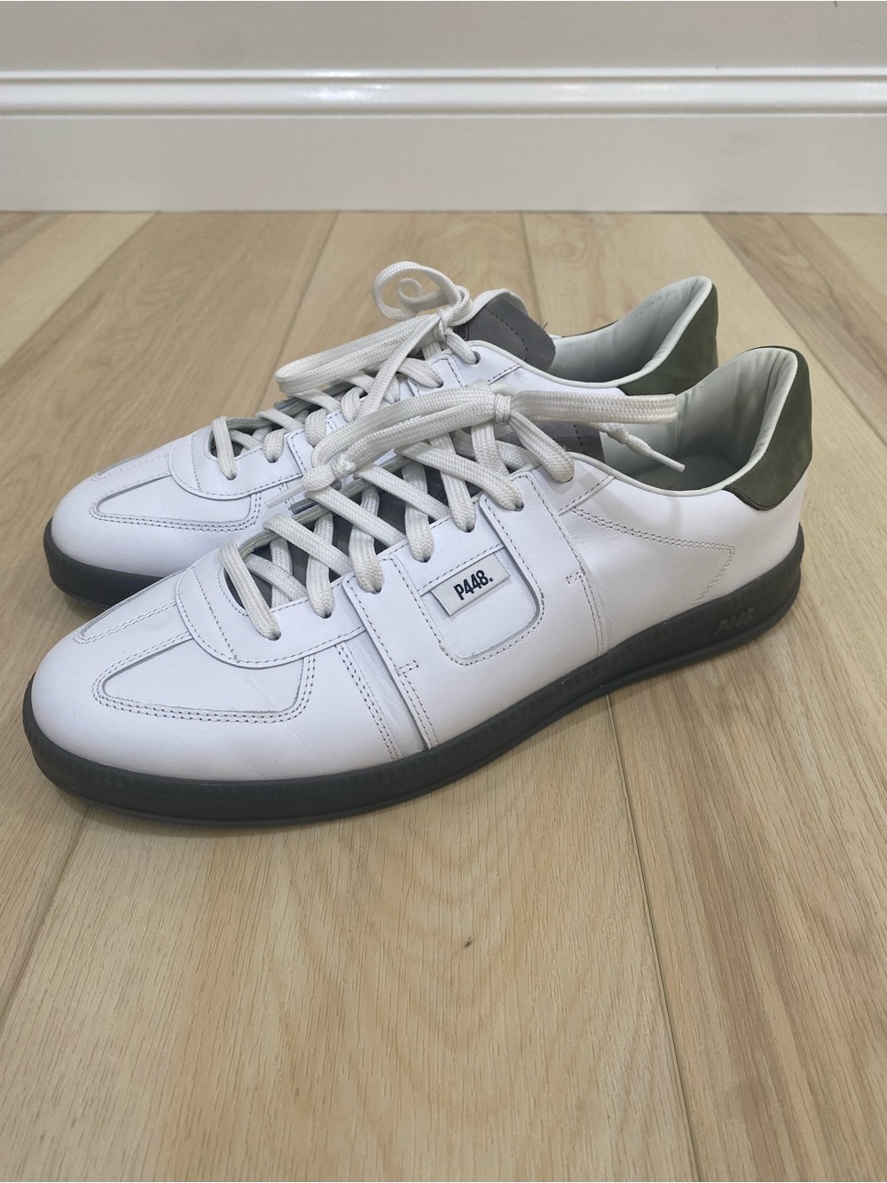 P448 Monza Leather White Low-Top Sneakers Size 45 (12 US)